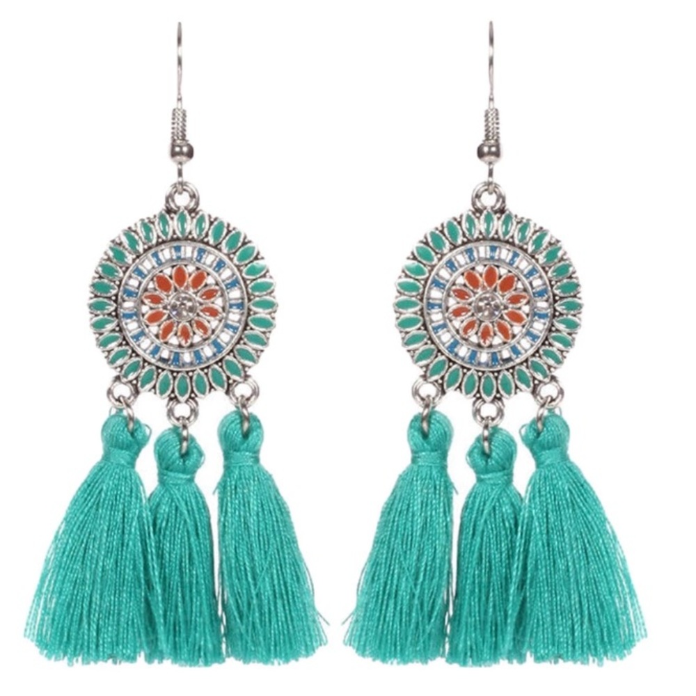 Mosaic Tassel Earrings - Picture 4 of 5
